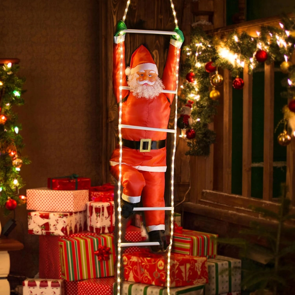 ® Babbo Natale con LED sulla Scala XXL 240cm Addobbi Natalizi Luminosi Interni ed Esterni Decorazioni Natalizie