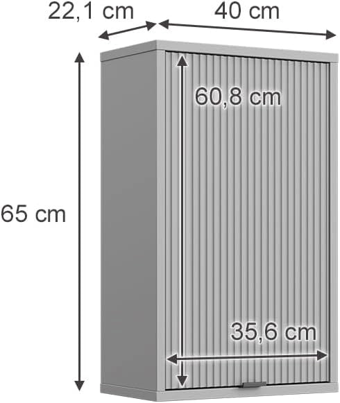 Mobile bagno Eliza, Grigio, 40 x 65 cm con 2 ripiani, adatto per l'installazione a parete per riporre accessori da bagno