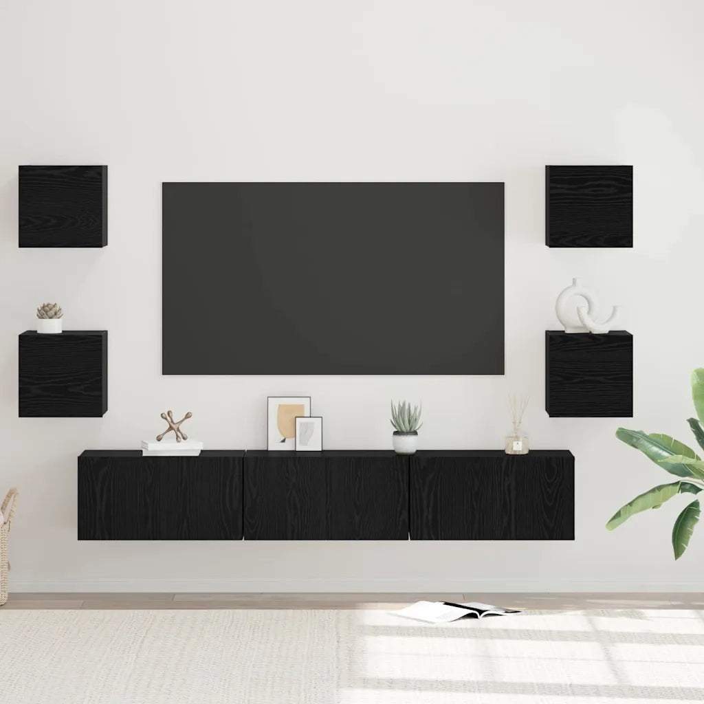 vidaXL Set mobile TV 7 pcs Rovere nero Media 180 x 30 x 30 cm