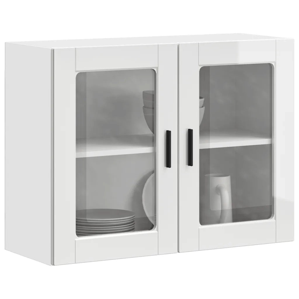 Pensile da Cucina con Porta in Vetro Porto Bianco Lucido 854089