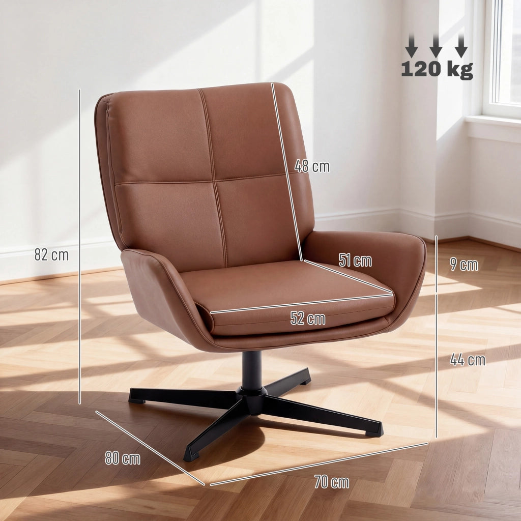 Poltrona imbottita in similpelle ¨C zephmum ¨C marrone con gambe in metallo