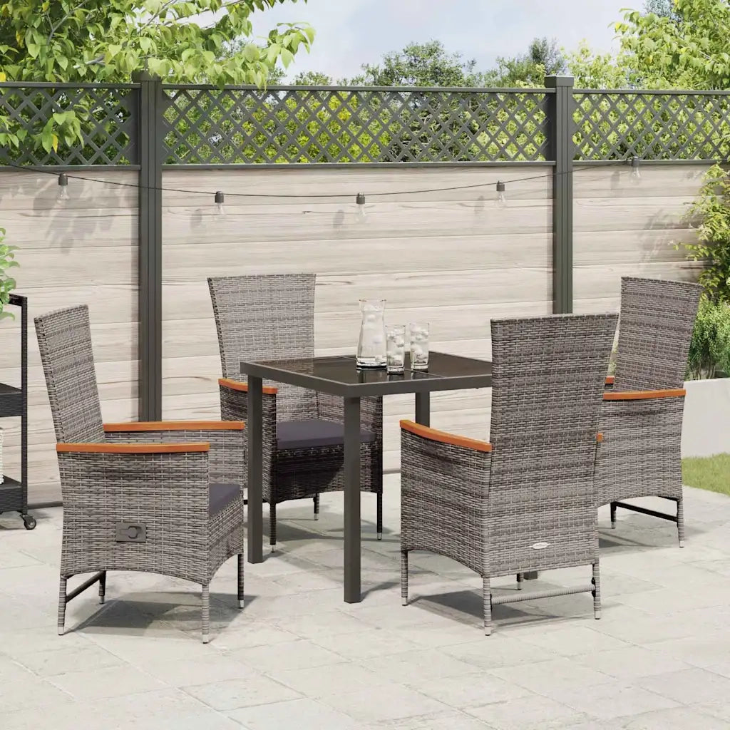 Set da Pranzo per Giardino con cuscino 5 pcs Grigio 3379437