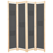 Parete divisoria divisorio mobile decorativo 4 pannelli grigio 160x4 cm tessuto 0802084