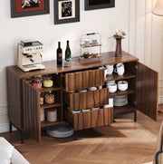 Credenza 150 cm marrone scuro con ripiani regolabili e piedi neri