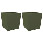 Fioriera rialzata per piante fiori giardino terrazze set da 2 verde oliva 50 x 50 x 50 cm acciaio verde 02_0039087