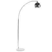 Lampada da Terra in Metallo Argento 210 cm Moderna Rotonda Orientabile Cupola Paralume Lucido Soggiorno