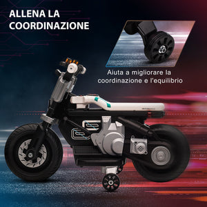 Moto Elettrica per Bambini 6V   Bianca e Nera