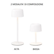 LAMPADA DA TAVOLO RICARICABILE BIANCA 2W 2700K 144LM IP44 1+1 ZAFFERANO AILATI