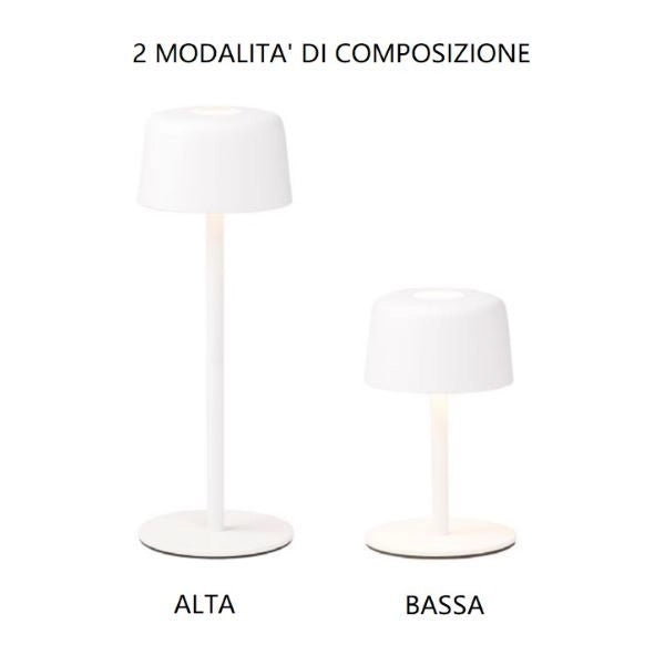 LAMPADA DA TAVOLO RICARICABILE BIANCA 2W 2700K 144LM IP44 1+1 ZAFFERANO AILATI