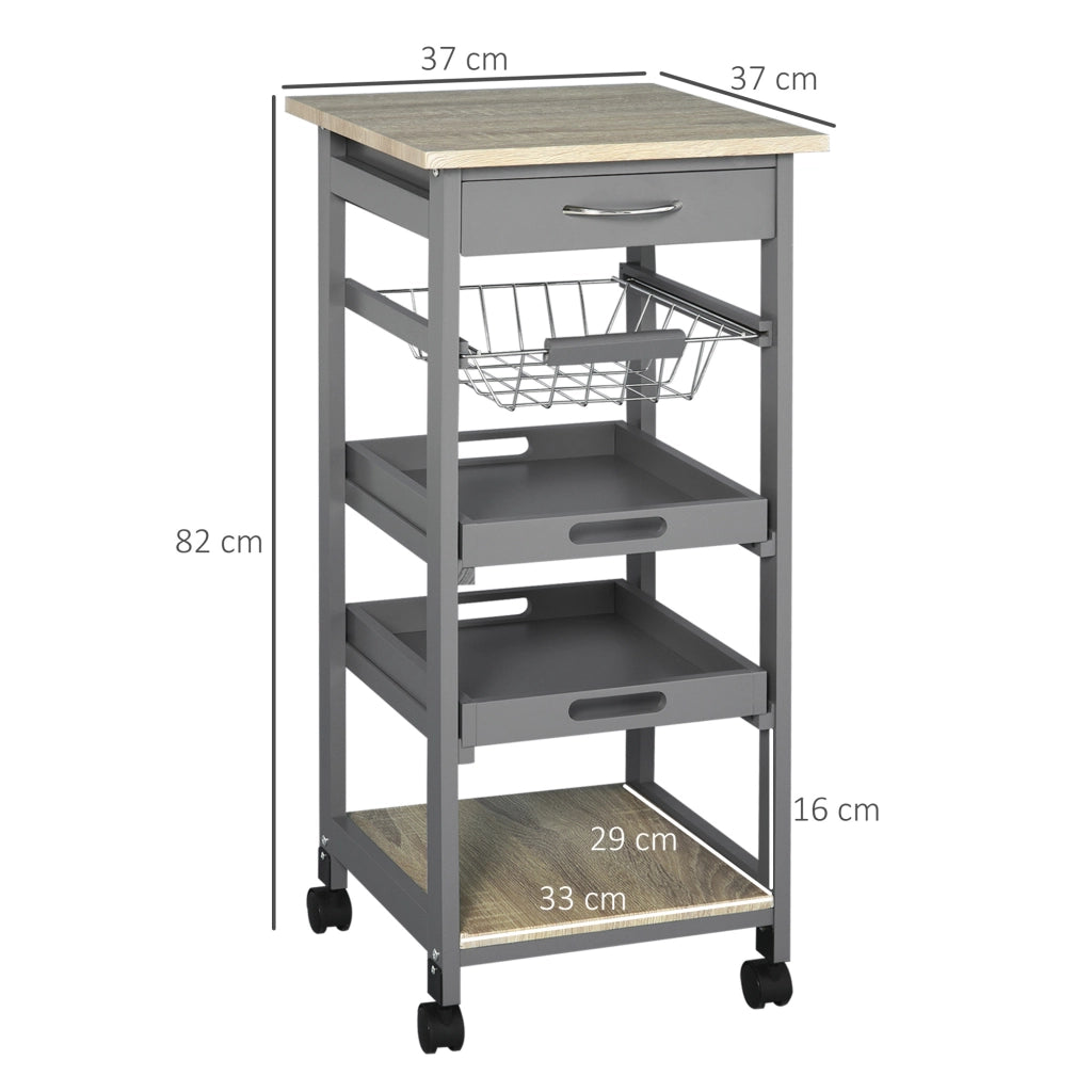 Tavolino da cucina con carrello e rotelle ¨C zephmum ¨C legno quercia chiaro