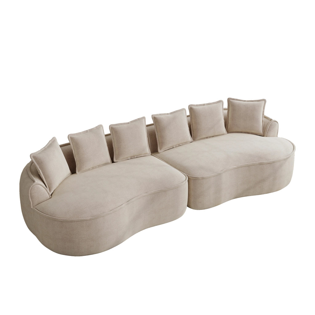 Divano 4 Posti in Tessuto Chenille con Cuscini ¨C Xylo ¨C Beige Chiaro