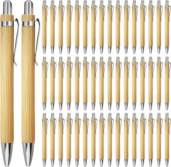 Set di 50 matite in legno e bambù | Matite per scrivere, scuola e ufficio | Giornalismo | Regalo di laurea