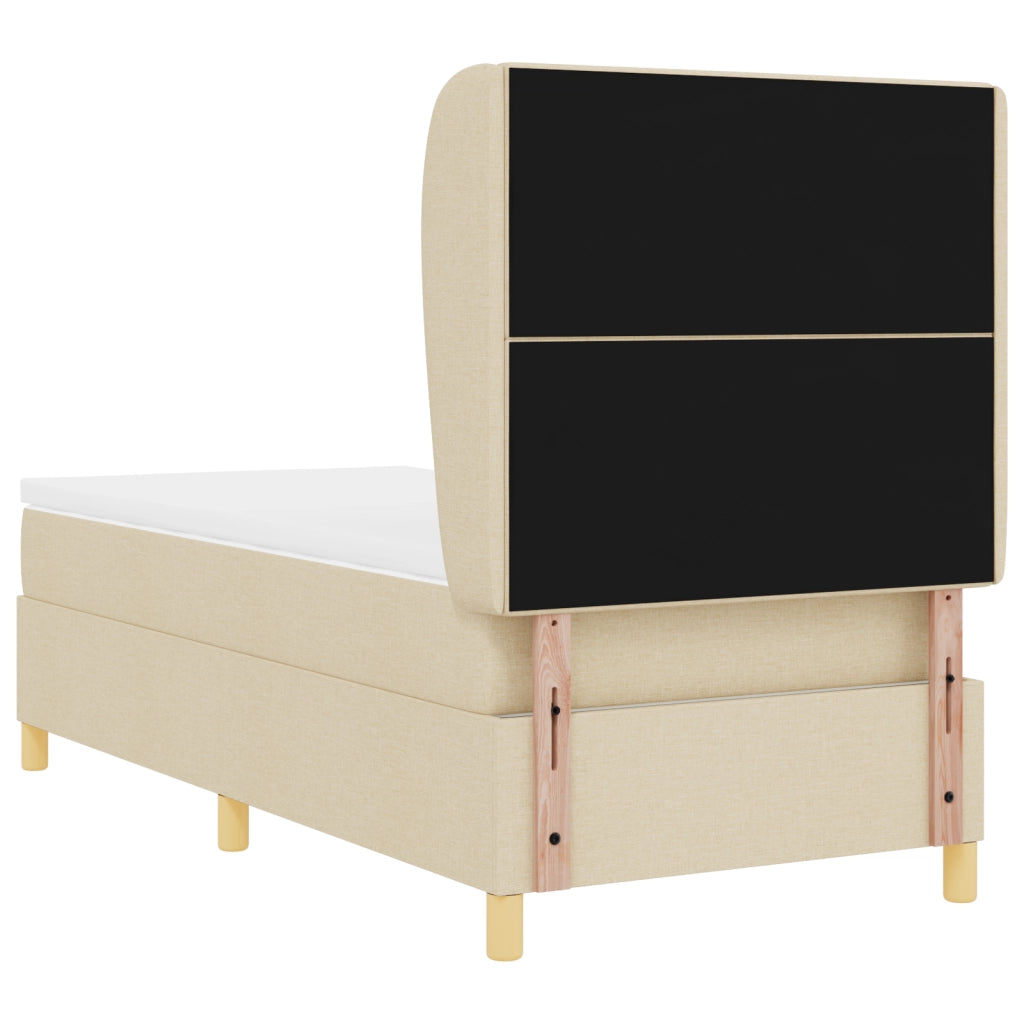 Letto Box Spring con Materasso Panna 90x190 cm Tessuto