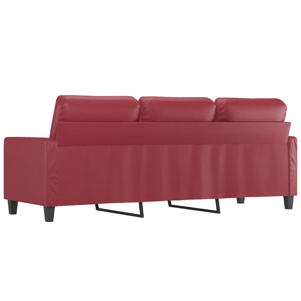 Divano a 3 Posti-Sofa 3 Posti Rosso Vino 180 cm in Similpelle 362771