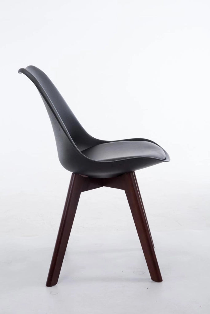Sedia Borneo in similpelle nero,noce