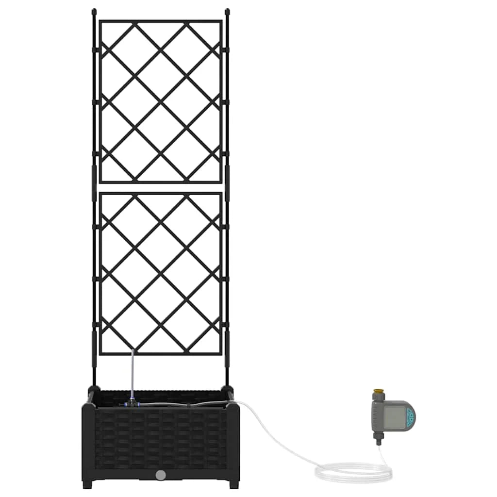 Fioriera da giardino dal design moderno con irrigazione 40 x 40 x 126 cm acciaio nero 02_0058546