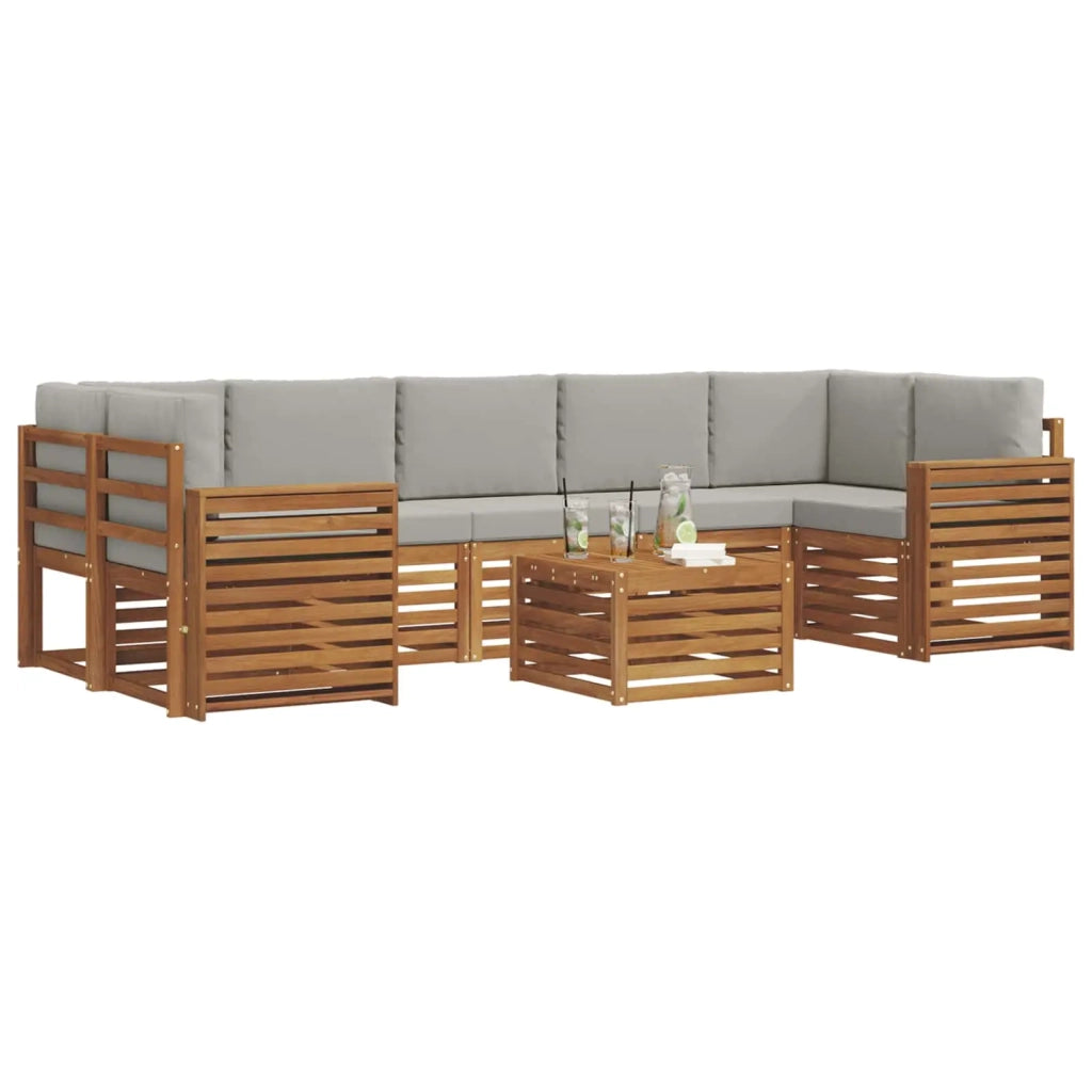 Set di divani da esterno 8 pcs Grigio Naturale e Chiaro 3374536