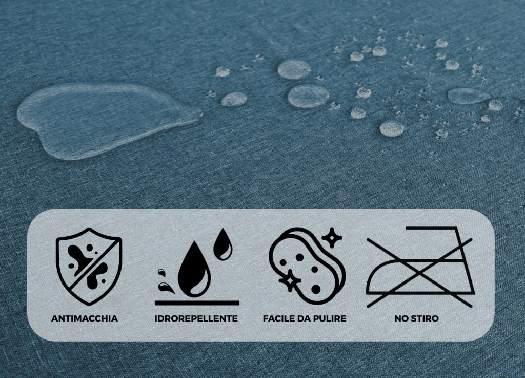 Tovaglia Cucina Soggiorno Antimacchia Idrorepellente Linen - 140x230cm - Petrolio