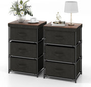 Cassettiera in Tessuto, Mobile con 3 Cassetti e Struttura Robusta in Metallo, Armadio per Camera da Letto, Soggiorno, Ingresso, 40 x 30 x 62 cm (Nero 2 Pezzi)