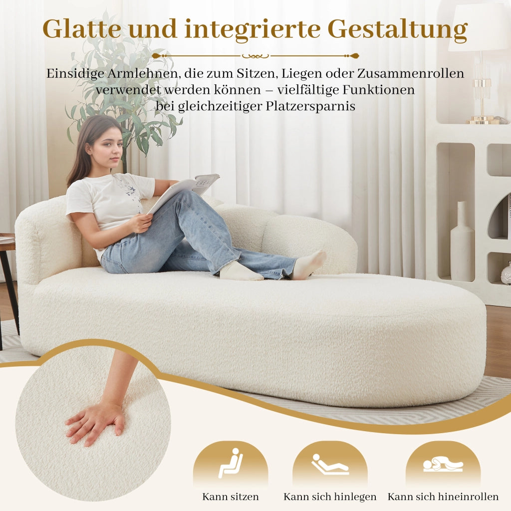 DIVANO Relax in chenille beige con schienale ondulato