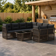 Set Divano da Giardino 9 pz Grigio polyrattan 3436430