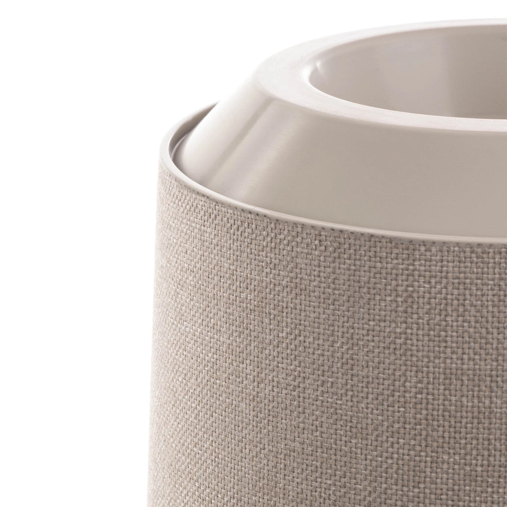Vaso da fiori KADAX, rotondo, beige, con motivo in tessuto, 19 cm