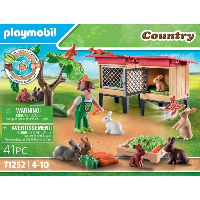 Playmobil - 71252 - Paese The Farm - Child with recincosure e conigli