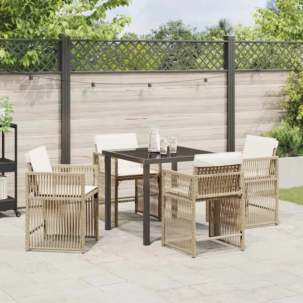Set da Pranzo per Giardino 5 pcs Beige polyrattan 3380785