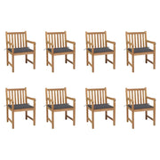 Sedie da Giardino 8 pz con Cuscini Antracite Massello di Teak 3073058