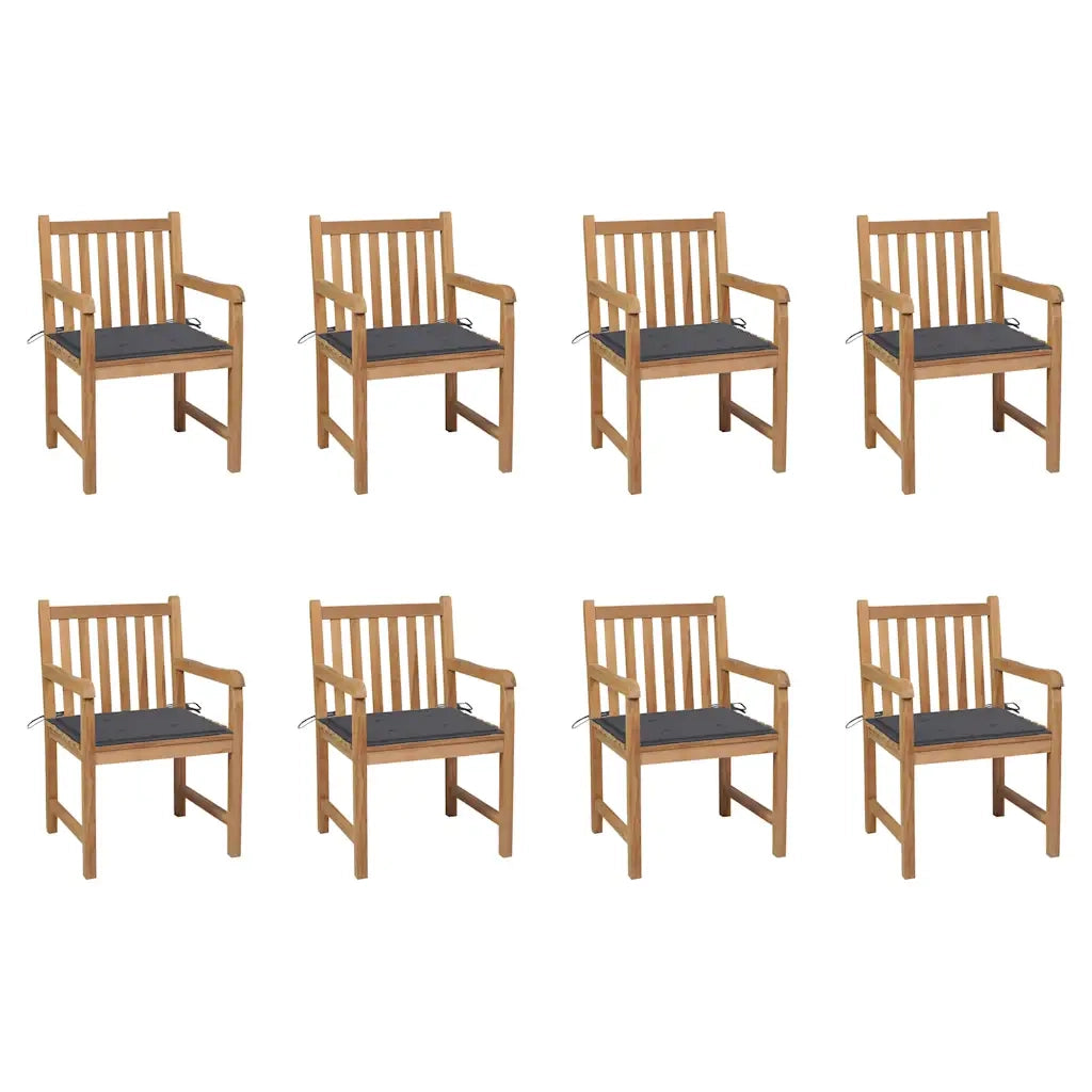 Sedie da Giardino 8 pz con Cuscini Antracite Massello di Teak 3073058