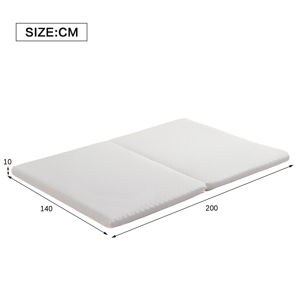 Materasso pieghevole in tessuto a nido d'ape bianco 140x200 cm