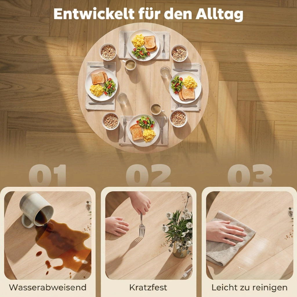 Tavolo da pranzo pieghevole rotondo ¨C zephmum ¨C legno effetto naturale 80 cm