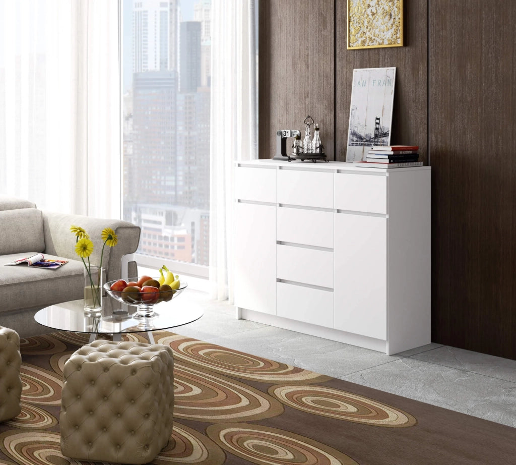 Cassettiera AKORD K017 Bianca 120 cm 2 ante 6 cassetti 120x40x99 cm