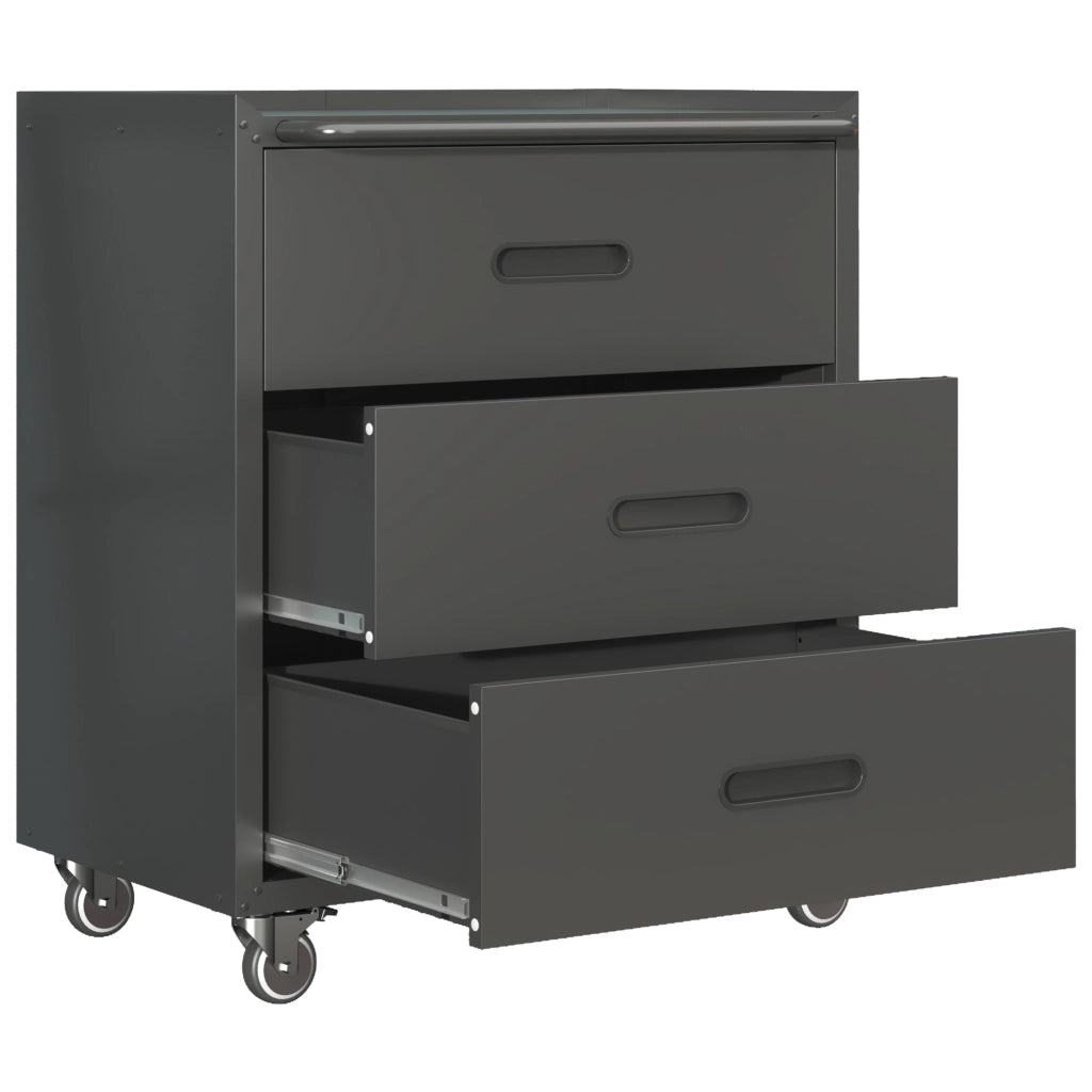 Carrello armadio portautensili in metallo con 3 cassetti, 75 × 42 × 88 cm, nero/grigio