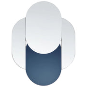 Specchio da parete di forma irregolare con ganci in vetro e MDF argento e blu stile moderno