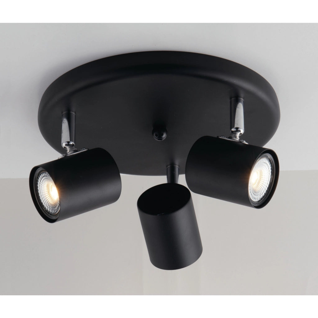 PLAFONIERA 3 SPOT ZERO NERA GU10 D.23,5XH12CM.