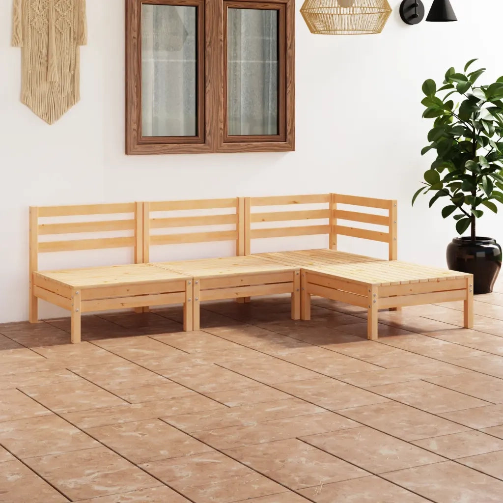 Set Salotto da Giardino 4 pz | Set di Mobili da Esterno in Legno Massello di Pino
