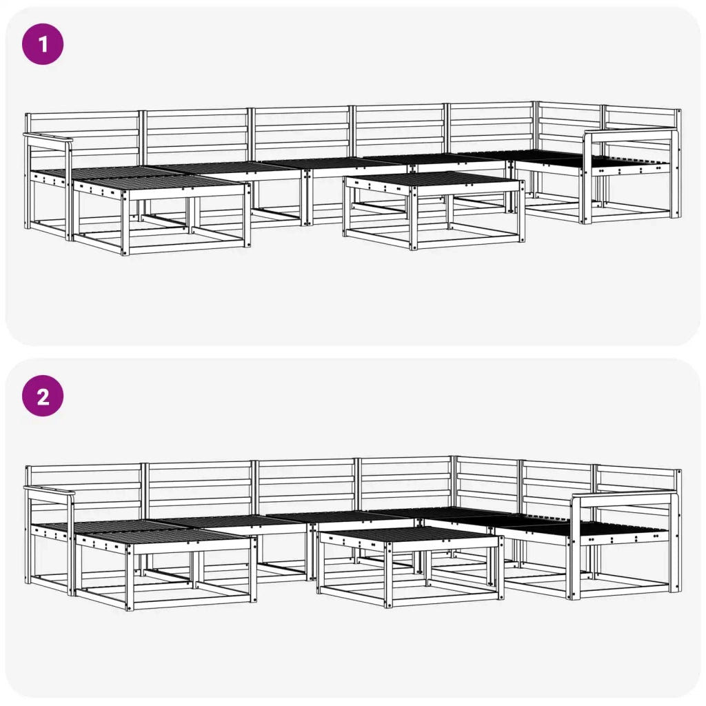Set di divani da esterno 8 pcs Bianco Legno di Acacia Massello 3386783