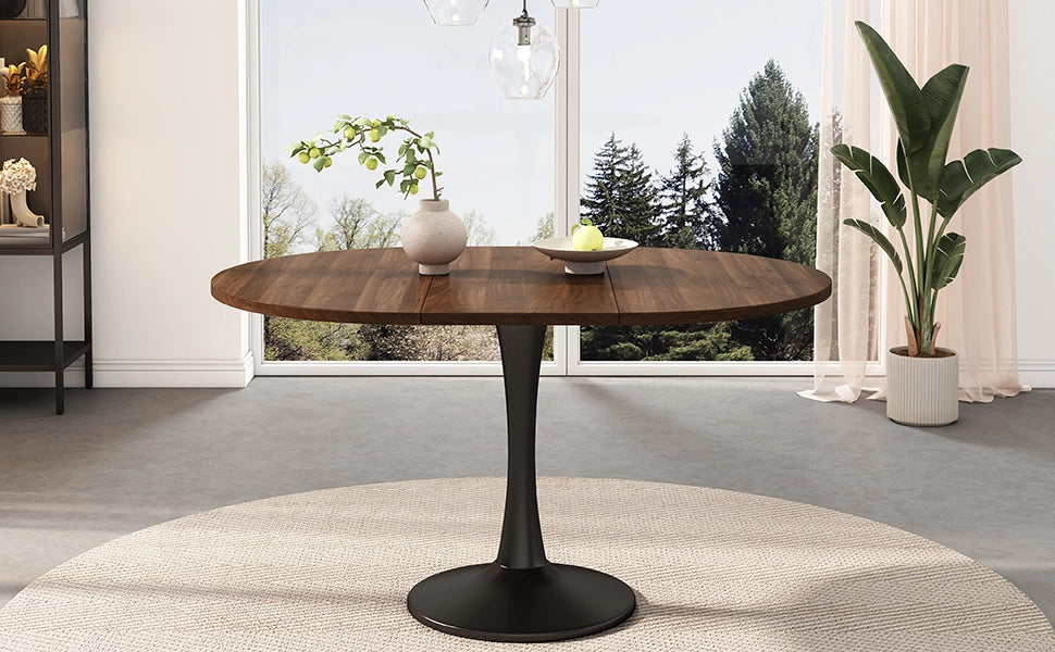 Tavolo da pranzo - ovale estraibile - 100/140x100x75 cm - stile moderno - noce - per sala da pranzo