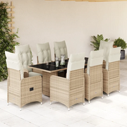 Set da BistrÃ² da Giardino 9 pz con Cuscini Beige in Polyrattan