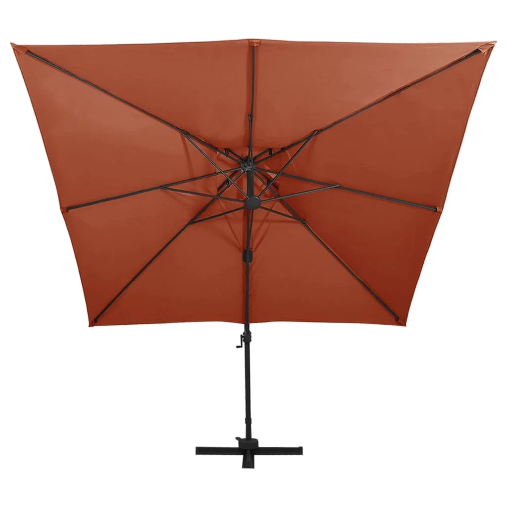 Ombrellone a braccio con doppio tetto 300 x 300 cm arancione 02_0008562