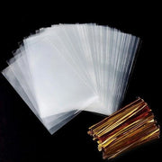 200 sacchetti trasparenti in cellophane 8 x 12 cm - sacchetti per dolci con cinture metalliche - imballo per regalo per compleanni di bambini