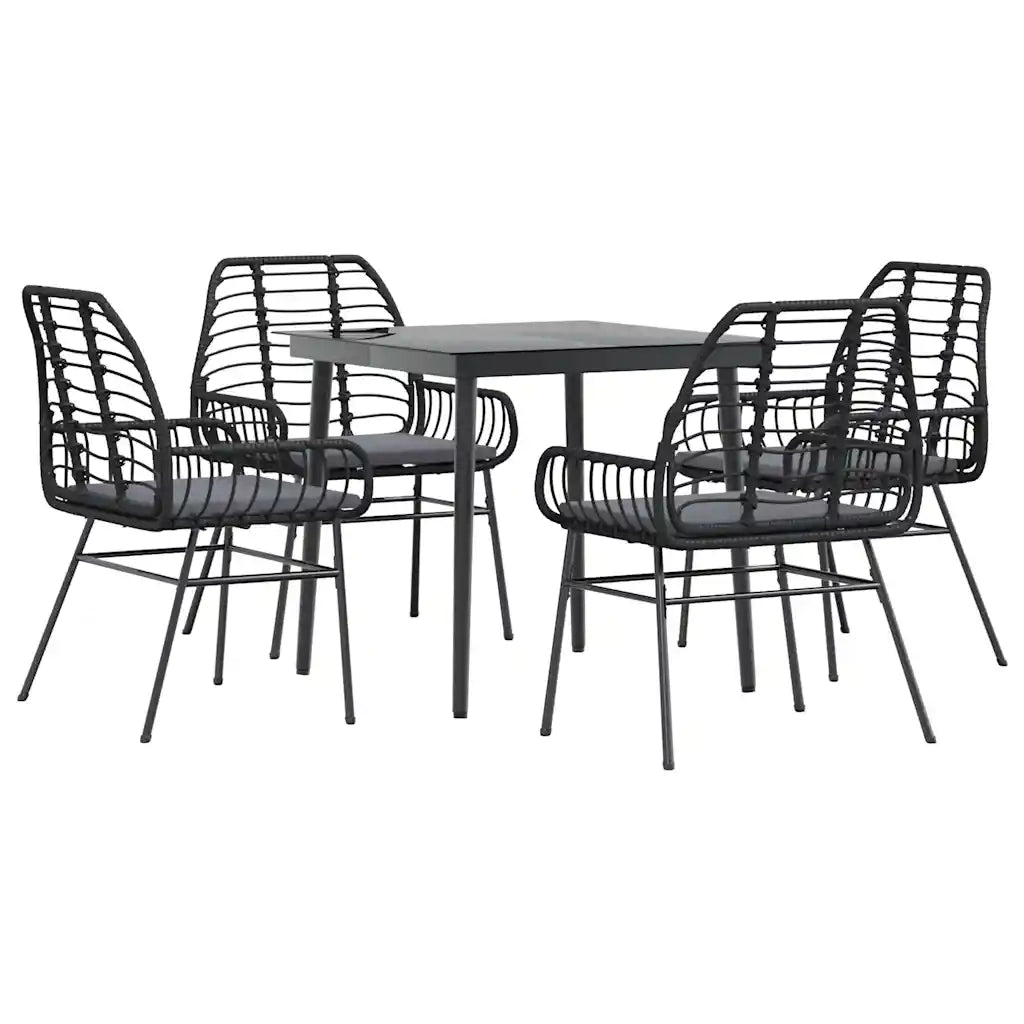 Set da Pranzo da Giardino con Cuscini 5 pz Polyrattan Vetro 3334451