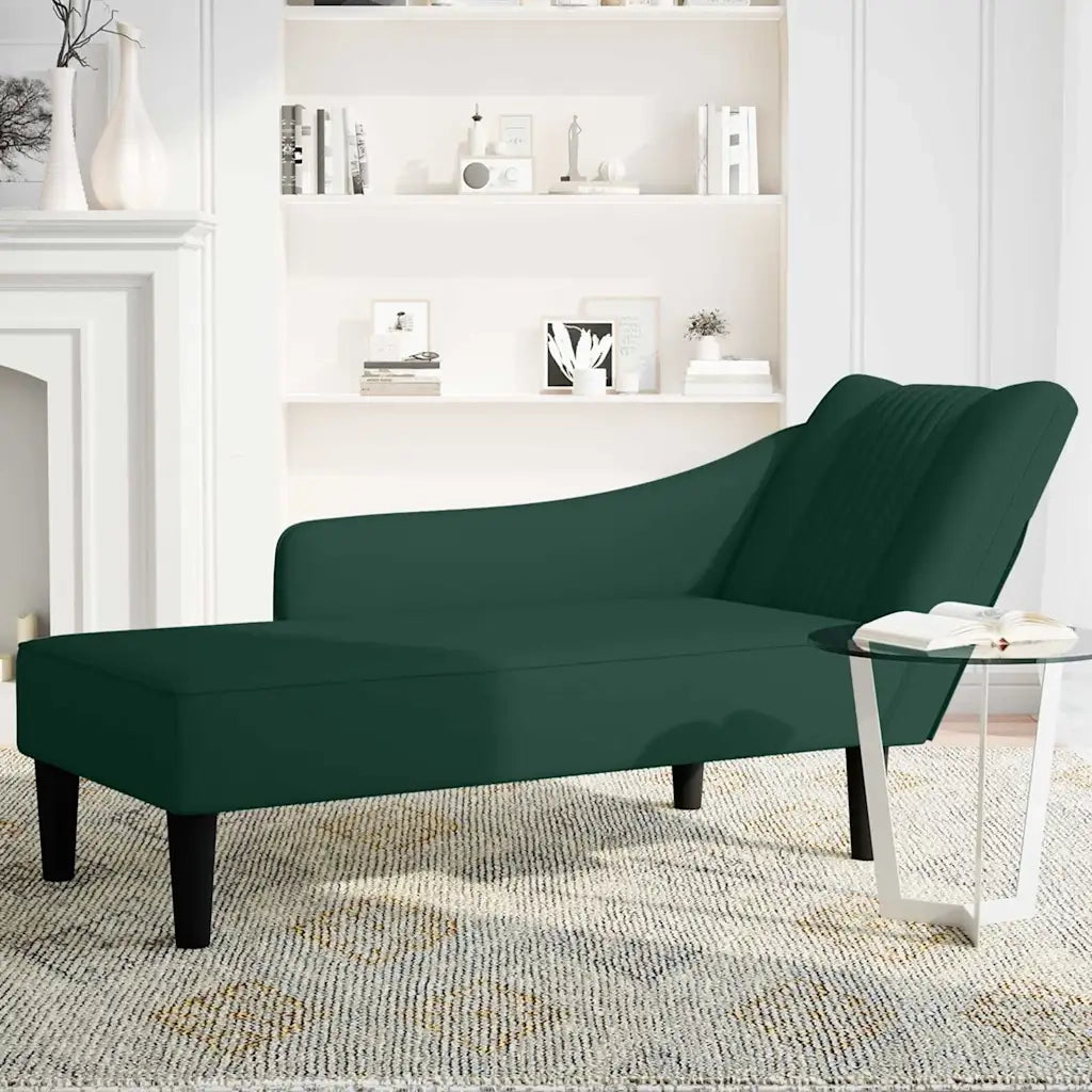 vidaXL Sdraio con Bracciolo Destro in Velluto Verde Scuro