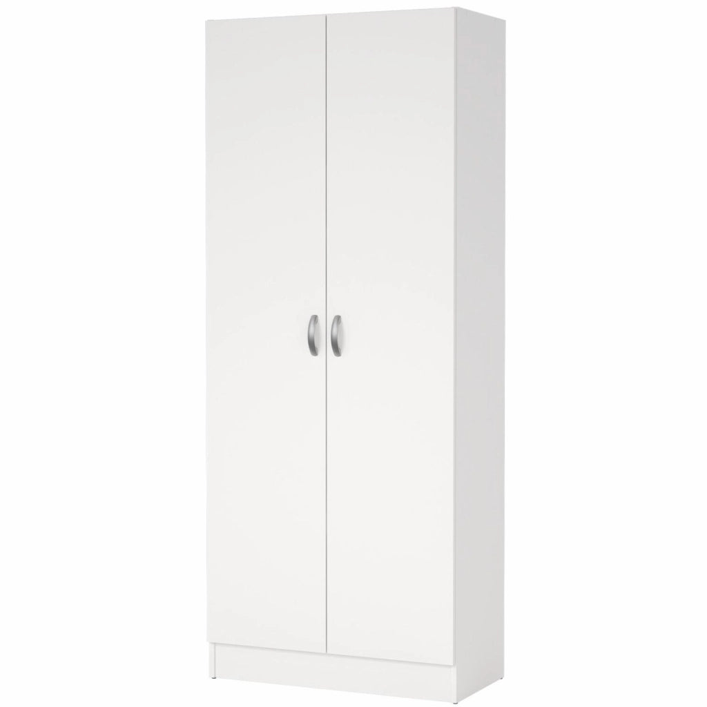 Armadio Multiuso 2 Ante Con 5 Ripiani Regolabili Mobile Moderno Salvaspazio Minimal Per Ingresso Camera Corridoio Lavanderia Ripostiglio Struttura Resistente 69.2 X 34.6 X 170.4 Cm Bianco