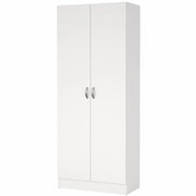 Armadio Multiuso 2 Ante Con 5 Ripiani Regolabili Mobile Moderno Salvaspazio Minimal Per Ingresso Camera Corridoio Lavanderia Ripostiglio Struttura Resistente 69.2 X 34.6 X 170.4 Cm Bianco