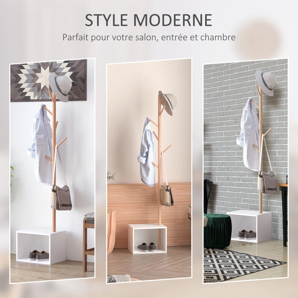 Appendiabiti con mobile e specchio ¨C zephmum ¨C bianco multistrato 40x30x180 cm