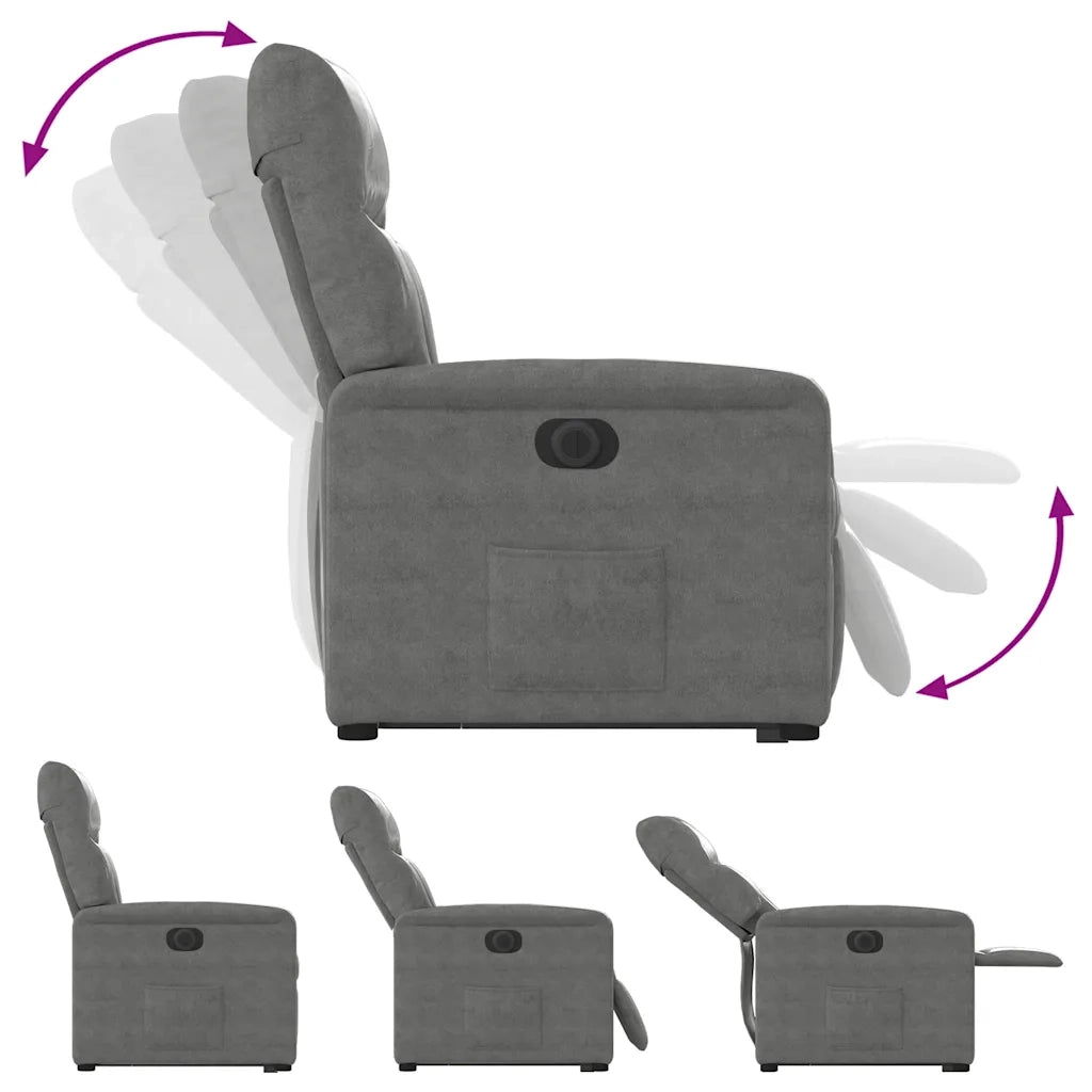 Poltrona a Rialzo Reclinante Elettrica Grigio Scuro Microfibra 3303103