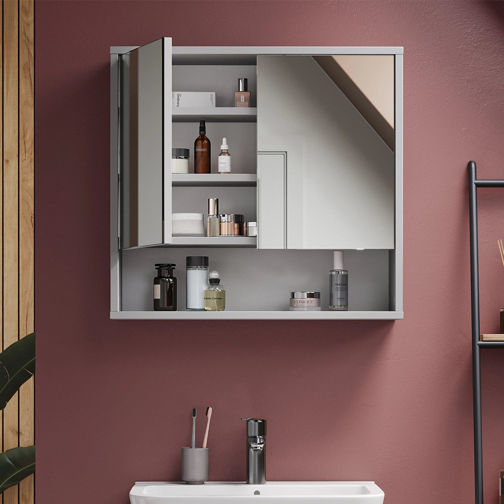 Vicco Specchio contenitore bagno Grigio 70 x 65 cm con 2 porte
