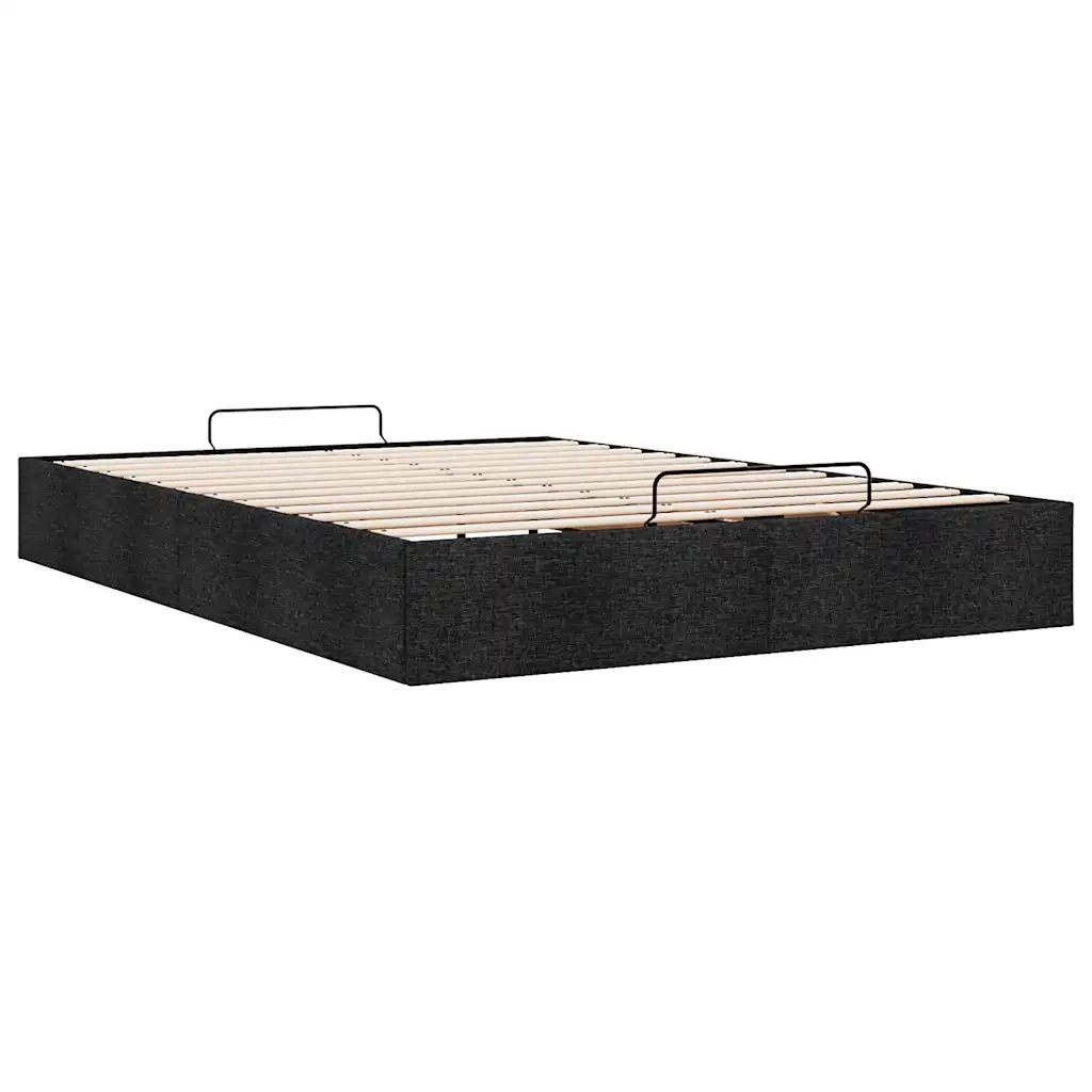 Struttura Letto Pouf senza Materasso Nero 140x190 cm in Tessuto